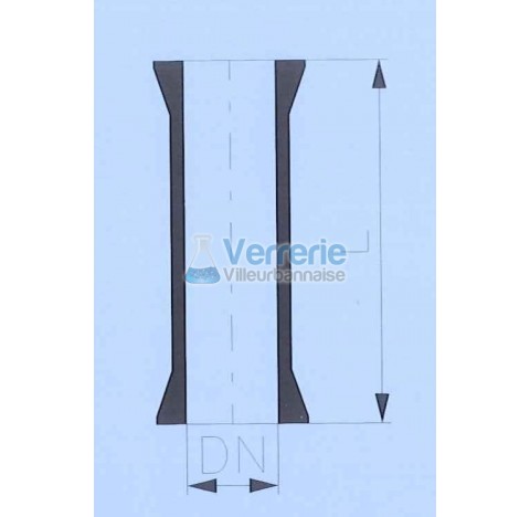 Raccord 2X DN 50 RK Longueur 3000 mm verre industrielle pour fluide