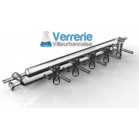 Rampe a vide double 5 voies robinet cle verre 2,5 mm olive verre spherique femelle 19/9