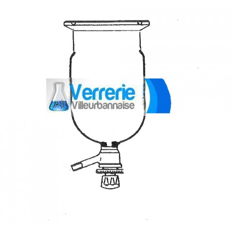 Reacteur verre 1000ml DN100 avec gorge avec bottom valve torion 14 mm Diametre externe 106mm Hauteur
