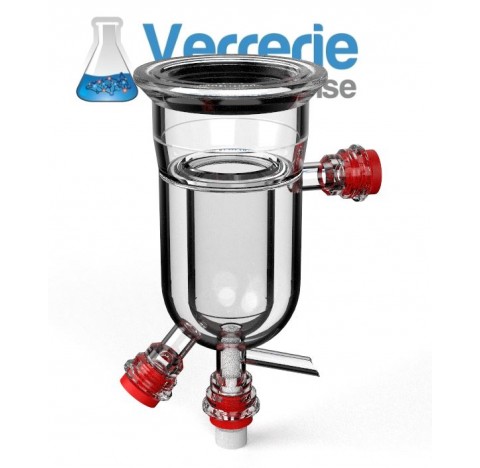 Reacteur thermostate double enveloppe 250ml DN100 avec rainure vanne de fond entrée et sortie d'eau 