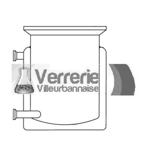 Reacteur verre thermostate fond plat externe et fond rond interne entree et sortie d'eau DN15 volume