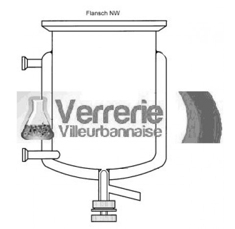 Reacteur verre thermostate fond rond avec entree et sortie d'eau DN15 avec soupape de decharge au fo