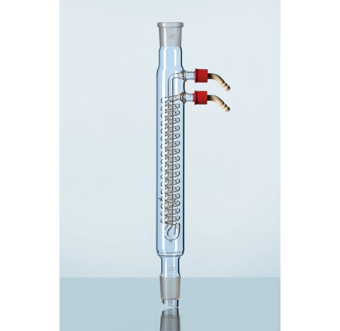 Refroidisseur a spirale DURAN d'apres Dimroth, avec 2 embouts devissable en plastique, NS 14/23, lon