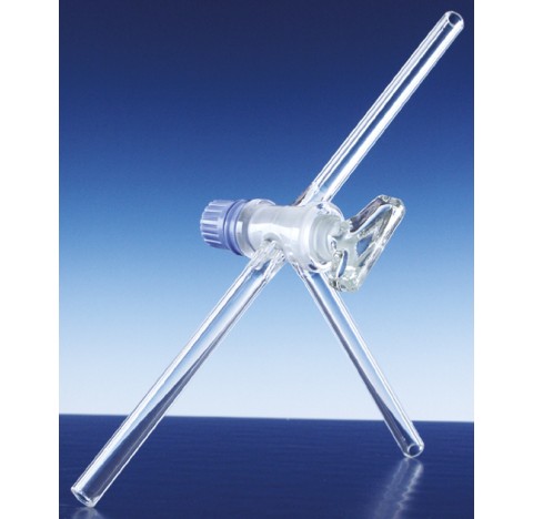 Robinet a 3 voies DURAN, complet avec cle SBW, trou en T 2 mm, NS 14,5 lot de 5