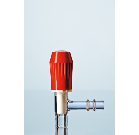 Robinet d'ecoulement DURAN pour flacon a tubulure avec fuseau en PTFE, GL 32, trou 6 mm