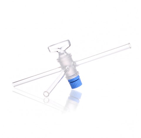 Robinet a 3 voies DURAN,forme T rode, NS 18.8/4 mm, sans cle lot de 5