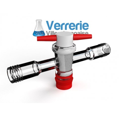 Robinet en verre clé PTFE passage 2.5 mm 2x GL14