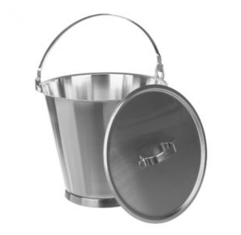 Seau evase inox 10 litres hauteur 235 mm diam int haut : 280mm couvercle vendu separement ref: 8332B