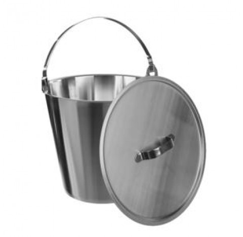 Seau evase inox 12 litres hauteur 270 mm diam int haut : 300mm couvercle vendu separement ref: 8333B