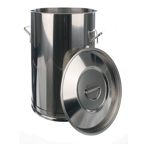 Seau inox 50 litres hauteur 550mm diam int 350mm avec poignees couvercle vendu separement ref: 8354B