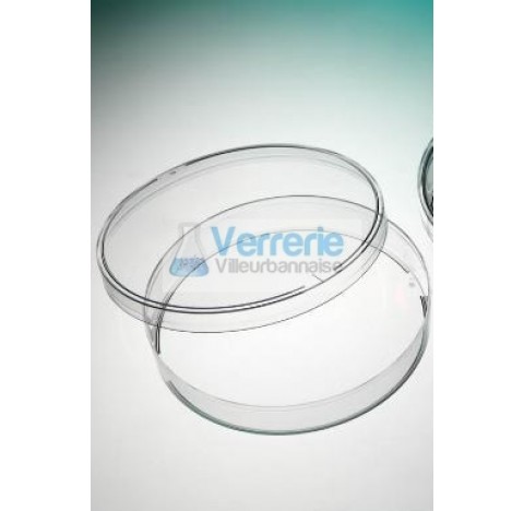 Boite petri ronde Polystyrene naturel 1 ergot hauteur 16,2 diametre 90, 28/sac, aseptique plastiques