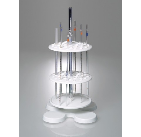 Support de pipette en polypropylene hauteur reglable 450 mm avec 40 emplacements diametre 10 - 18 mm