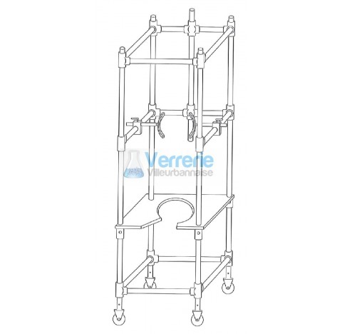 Porteur mobile ,tout pret pour utilisation, pour des recipient de reaction ,Reacteur verre thermosta