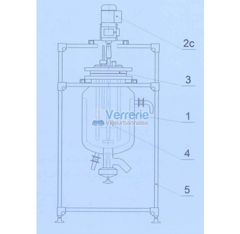 Systeme complet cuve thermostate verre 15 litres  avec vanne de fond DN 25 KZB  / olive diam 33mm , 