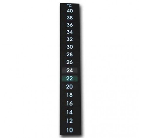 Thermometre a cristaux liquide amplitude 10 a 40 degre  division 2 longueur totale 132 mm Vertical