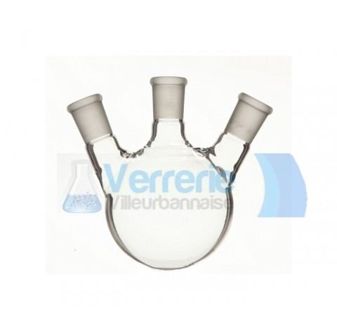 Ballon 1000ml tricol 34/35 central 29/32 lateral fond rond verre Pyrex Diam du corps : 131 mm (nous 