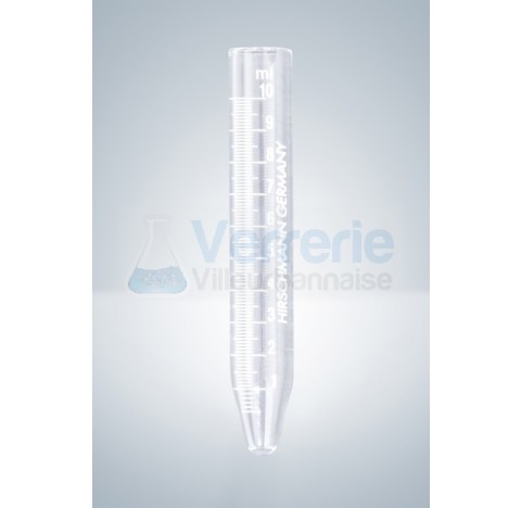Tube a centrifuger, gradue 10 ml graduation blanche forme conique cdt 100 pieces long. : 100 mm