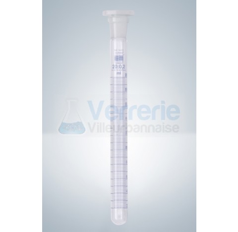 Tube a essai 10 subdivision : 0,1 ml rode graduation bleue diametre 14 mm vendu par 10 rodage 12/21 