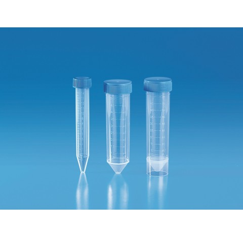 Tube à centrifuger stérile 50 ml en polypropylene fond conique avec jupe, gradué dans la masse, avec