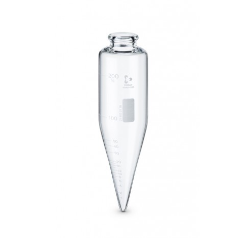 Tube a centrifuger a huile DURAN, a fond conique, cone court, graduation en pourcentage, 100 ml, 200