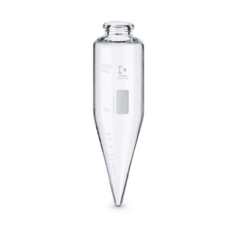 Tube a centrifuger a huile DURAN, a fond conique, cone court, 100 ml pour la détermination de l'eau 
