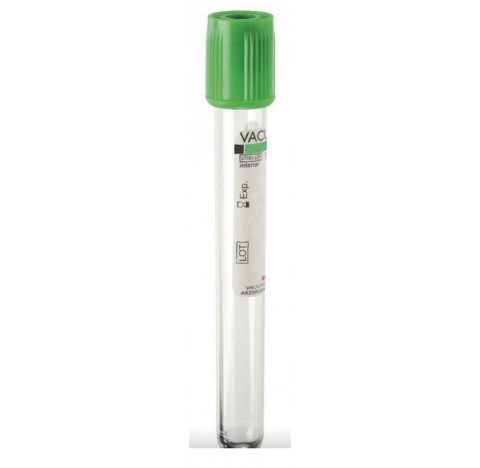 Tubes de collecte de sang avec gel et anticoagulant a l'heparine de lithium, sous vide, Vacutest