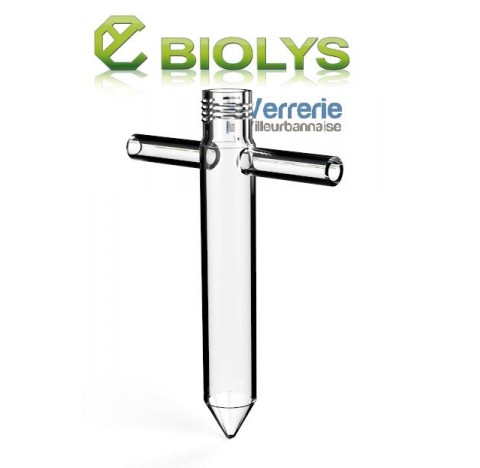Tube à essai à filetage SVL15 fond conique avec 2 entrées latérales