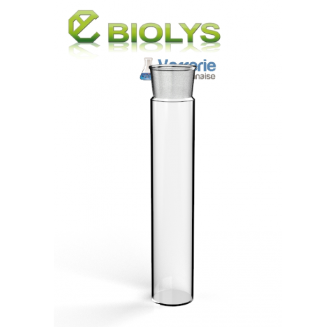 Tube fond plat rodage 55/44 femelle diametre 65 mm longueur 500 mm en verre borosilicate.