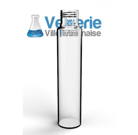 Tube fond plat en verre filetage SVL30 diamètre 42 mm épaisseur 1.6 mm, longueur 200 mm, 180ml, verr