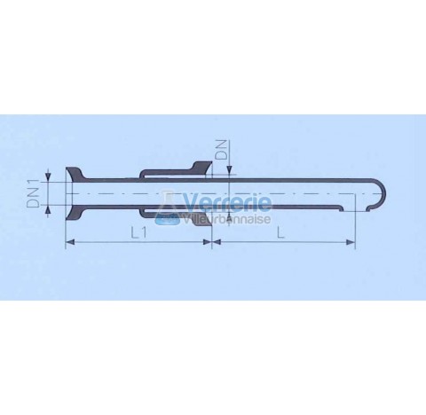 Tube d'alimentation DN 25 KZB et DN 15 KZB Longueur L : 100 mm , L1: 100mm verre industriel