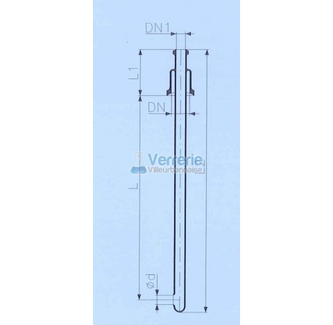 Tube d'alimentation DN 50 KZB et DN 25 KZB Longueur L : 1000 mm , L1: 125mm L2 : 1160mm diam sortie 