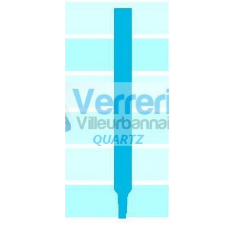 Tube de combustion avec pointe allongee en quartz diam : 12 mm long : 700 mm dimensions pointe : 25 