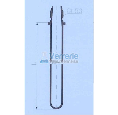 Tube de turbulence avec pas de vis GL50  pour cuve verre thermostate 30 litres longueur 560mm