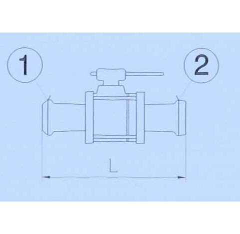 Robinet a boule un DN 25 KZB et KZA Longueur 175 mm pour fermeture de fluide , corps en verre , cle 