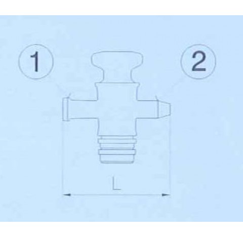 Robinet en cone 2X DN 50 RK Longueur 250mm corps et cle en verre Temp max 120 degre , Pression max 0