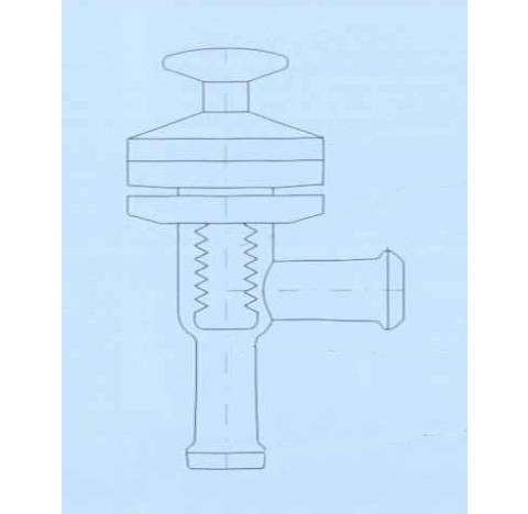 Vanne / robinet en verre 2x DN 50 cle pneumatique en PTFE (systeme devissable pneumatiquement)