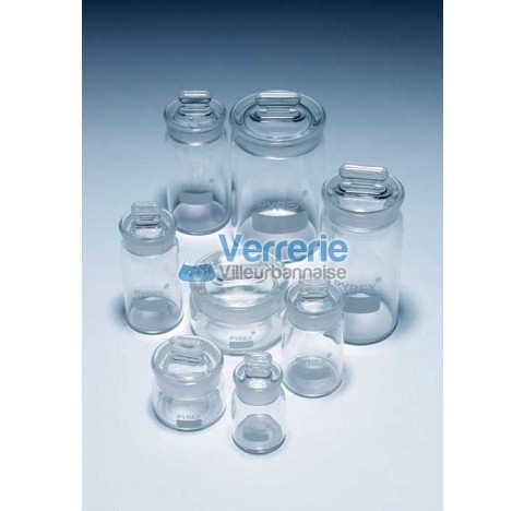 Vase de pesee env 40 ml diam 35 mm haut 70 mm verre borosilicate avec couvercle a bouton