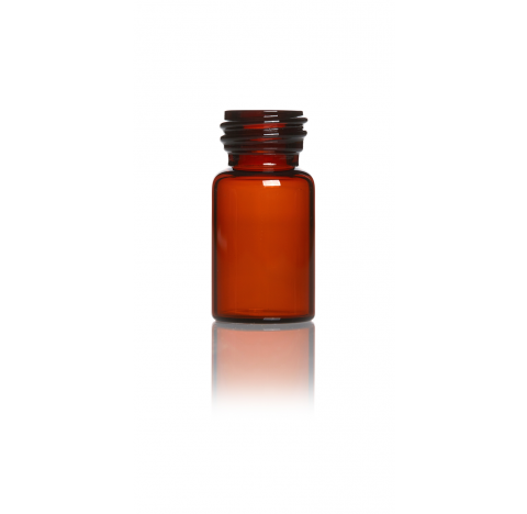 Vial de diagnostic de 10 ml en verre brun 5.1 avec un filetage 22R3 diametre 25,25 mm hauteur 50 mm, pack de 154 vials, taille de bouchon 20 mm