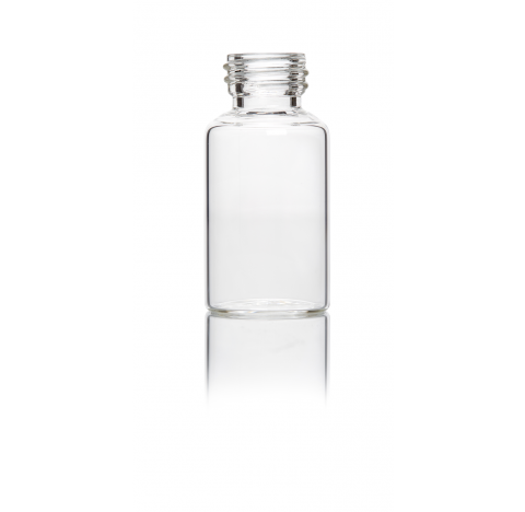 Vial de diagnostic de 25 ml en verre clair 5.1 avec un filetage 22R3 diametre 31,5 mm hauteur 63 mm, pack de 99 vials, taille de bouchon 20 mm