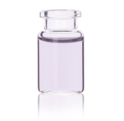 Fiole a espace de tete a fond plat, verre clair borosilicate de Type I, finition biseautee, contenan