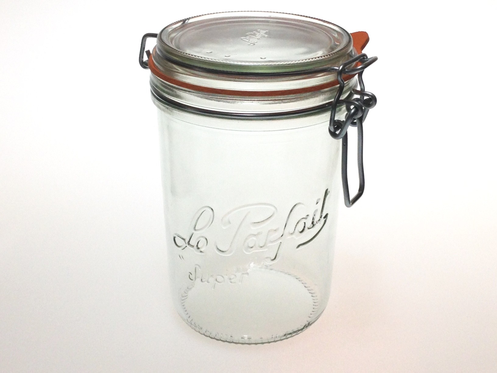 Bocal a terrine LPS 1000 ml en verre blanc avec joint caoutchouc