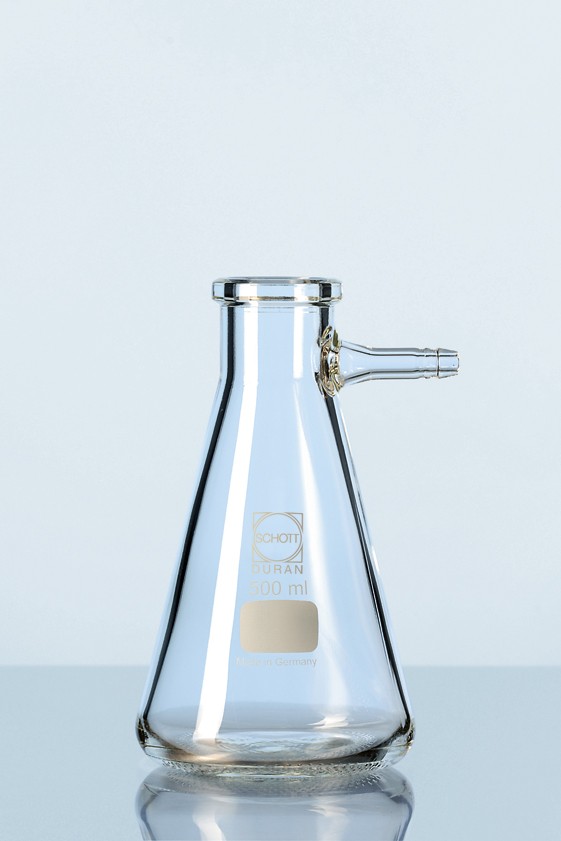Fiole a vide 100 ml pour filtration avec olive en verre diametre 11 mm,  Forme Erlenmeyer, pour emplo - Verrerie Villeurbannaise