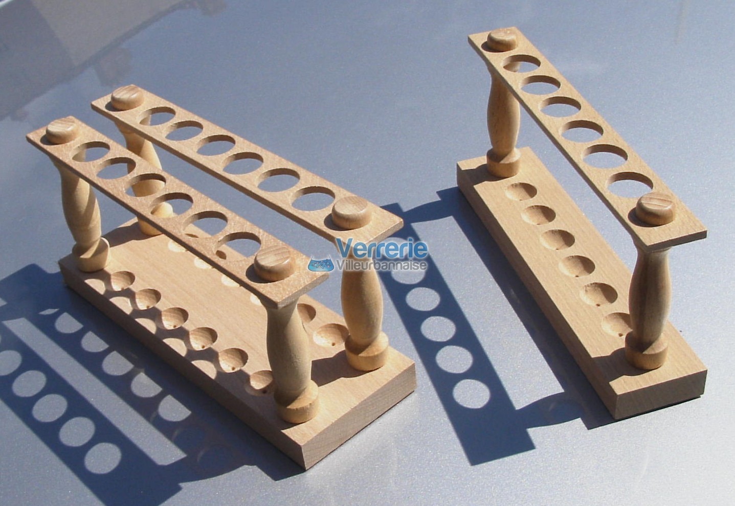 Support En Bois Pour Tubes à Essai - 3 Pièces, 22 Mm De Diamètre, Rangement Labo Ou Décoration (25.5x7.5x6.5 Cm) - 1