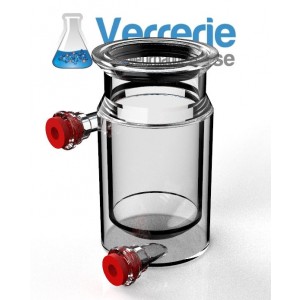 Reacteur verre thermostate double enveloppe 1500ml DN100 Schott sans gorge, fond plat externe et fon