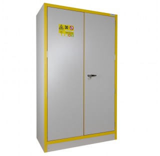 Armoire 240 litres multirisques, a portes, a Etageres et a bacs de retention en acier,2 compartiment