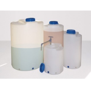 Reservoir de dosage en LDPE 100 litres diametre 465 mm hauteur 850 mm graduations 10 litres avec fil
