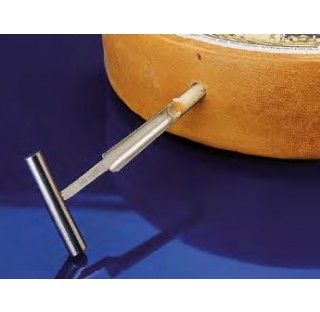 Tariere a main conique, profondeur d'alesage 170 mm en inox en demi-coque, avec aretes vives et poig