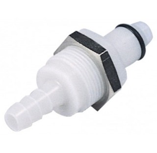 Raccord rapide pour tuyau diametre interne 9.5 mm en POM longueur 47 mm alesage 19 mm sans vanne