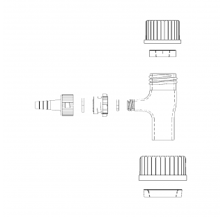 Adaptateur de filtration sous vide pour filetage GL45. L'assemblage de l'adaptateur de filtration fa