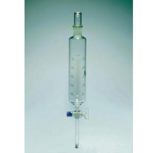 Ampoule de coulee simple 125 ml rodage 19/26 bouche robinet verre voie de 2,5 mm avec bouchon verre